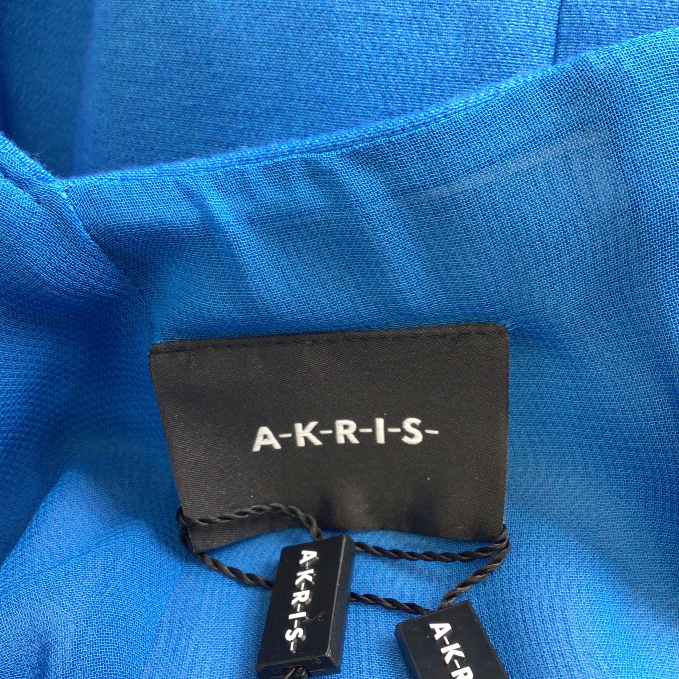 Akris Cyan Blue Sleeveless V-Neck Cotton and Silk Dress