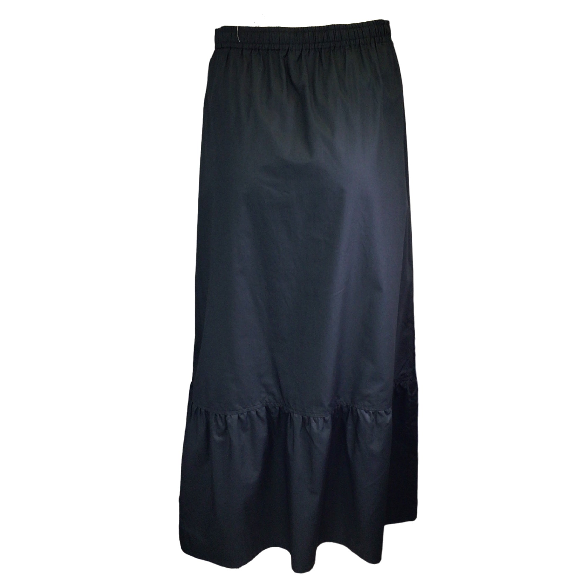 Atlantique Ascoli Black Drawstring Cotton Maxi Skirt