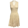 Load image into Gallery viewer, Alaia Cream Textured Sleeveless V-Neck Flared Wool Knit Dress
