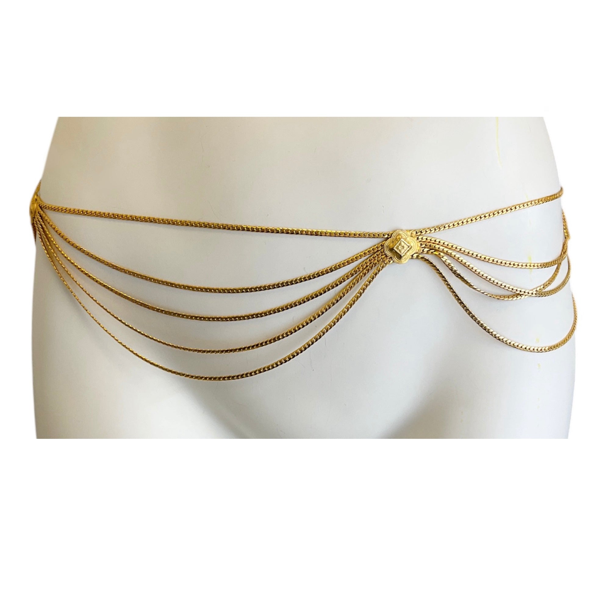 Christian Dior RARE Vintage Gold Metal Multi Strand Chain Belt