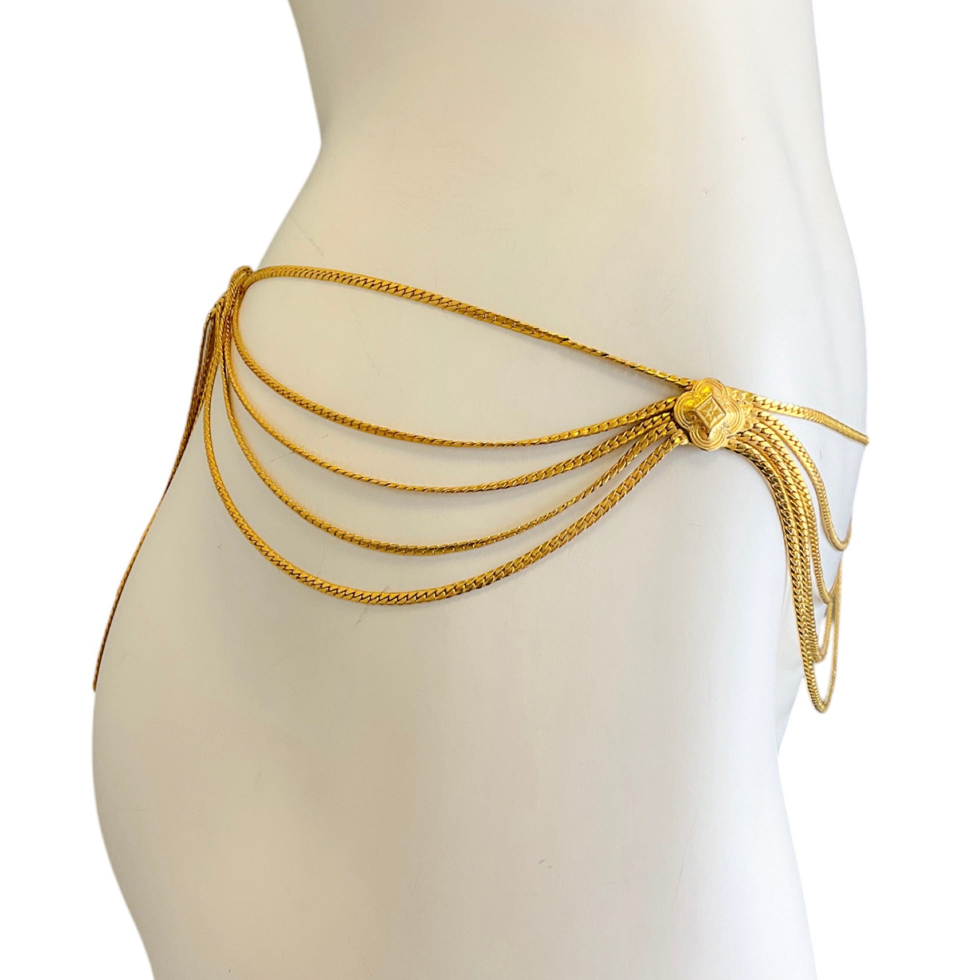 Christian Dior Rare Vintage Gold Multi Strand Chain Belt