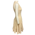 Load image into Gallery viewer, Alaia Cream Textured Sleeveless V-Neck Flared Wool Knit Dress
