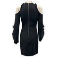 Load image into Gallery viewer, David Koma Black Ruffled Cold Shoulder Nylon Stretch Mini Cocktail Dress
