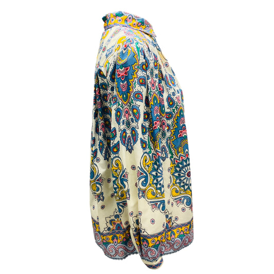 Etro Ecru Multi Collared Long Sleeved Paisley Print Shirt