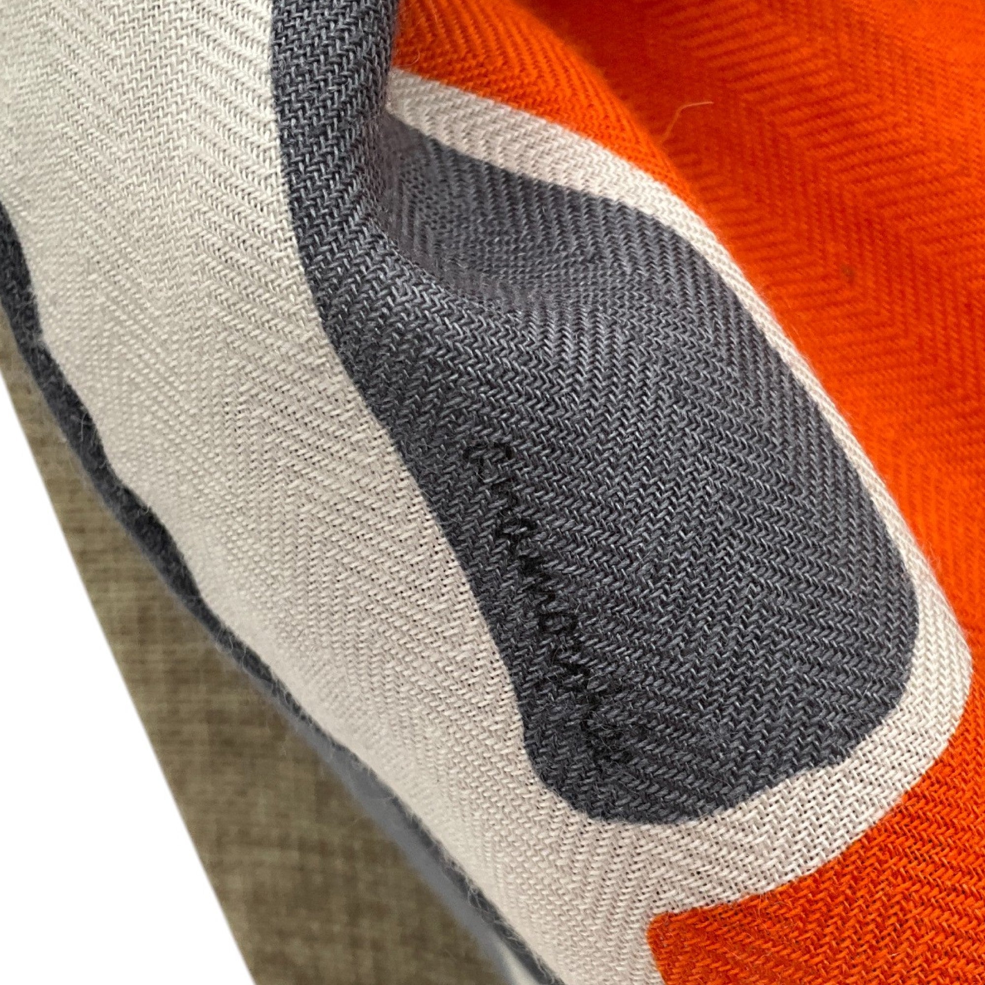 Hermes Orange / Grey Anamorphee Fringed Cashmere And Silk Rectangle Scarf