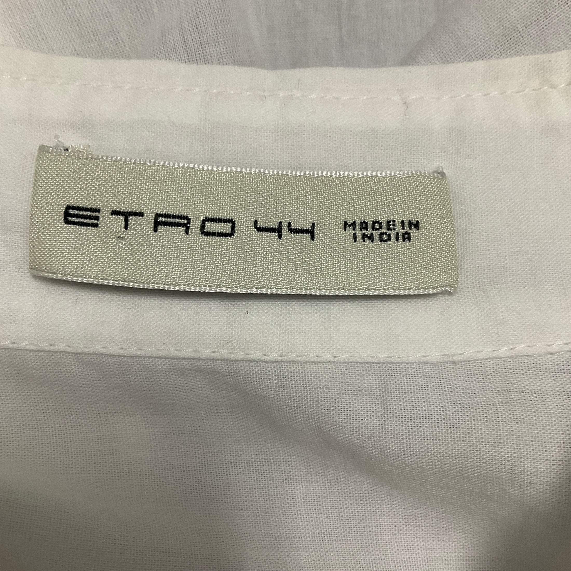 Etro White / Blue Paisley Silk Embroidered Cotton Tunic Blouse