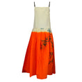 Load image into Gallery viewer, Dries Van Noten Ivory / Orange Multi Printed Sleeveless V-Neck Cotton and Linen Dress
