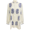 Load image into Gallery viewer, Etro White / Blue Paisley Silk Embroidered Cotton Tunic Blouse
