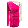 Load image into Gallery viewer, Alexandre Vauthier Neon Pink One Shoulder Velvet Mini Dress
