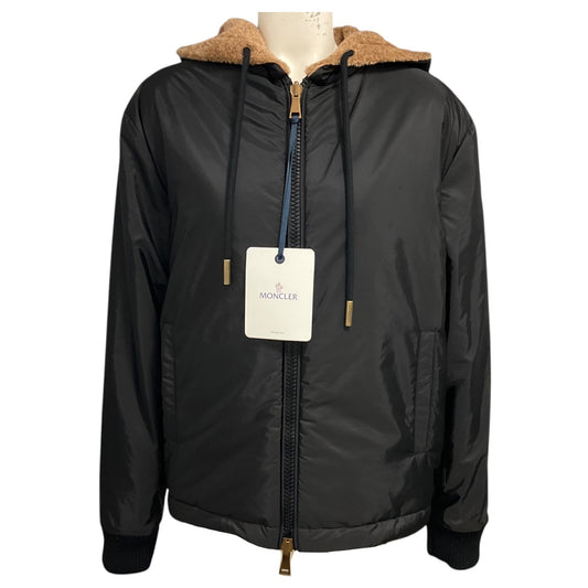 Moncler Black / Tan Reversible Padded Teddy Fleece Sweatshirt / Jacket