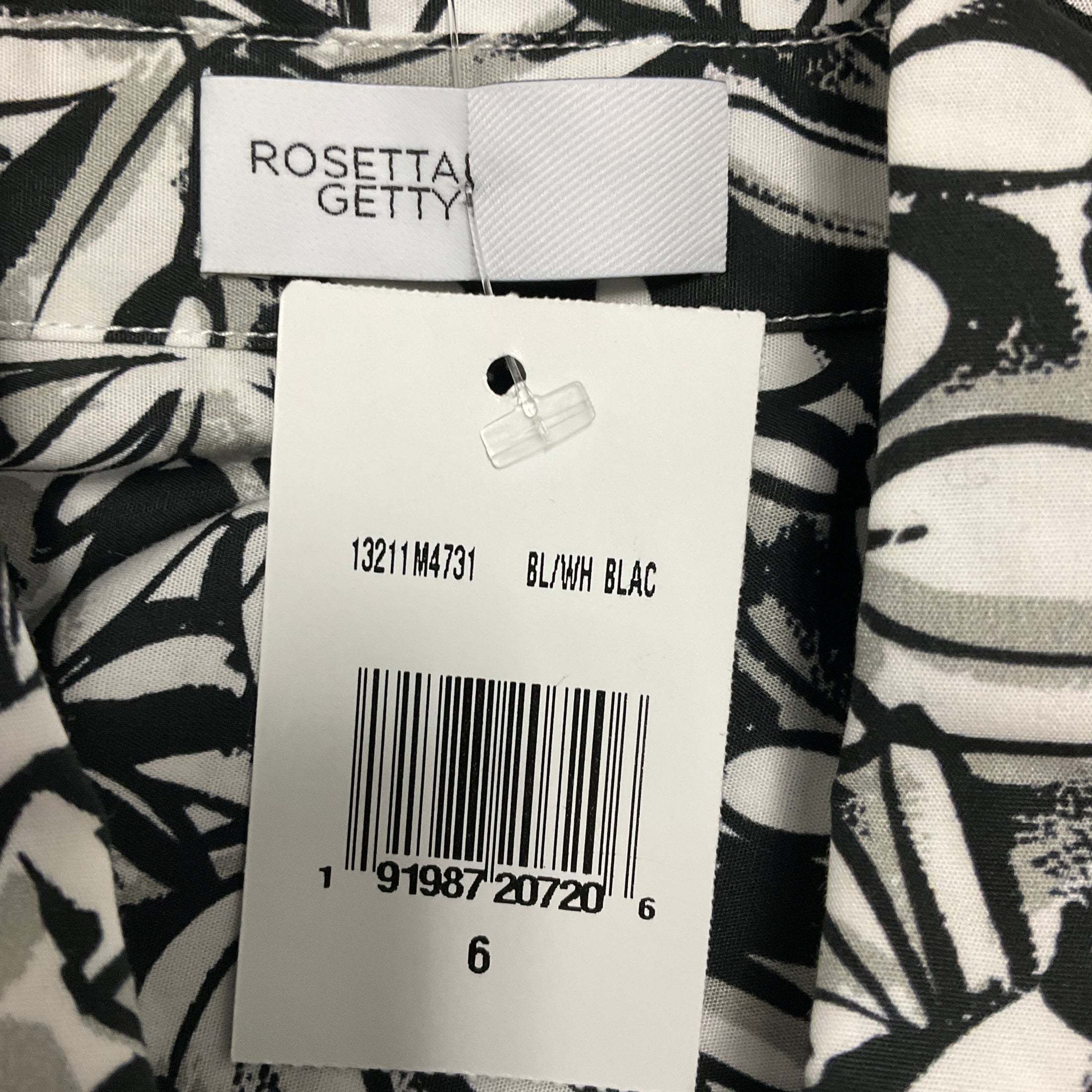 Rosetta Getty Black / White Graffiti Floral Print Cotton Poplin Cape Apron Shirt