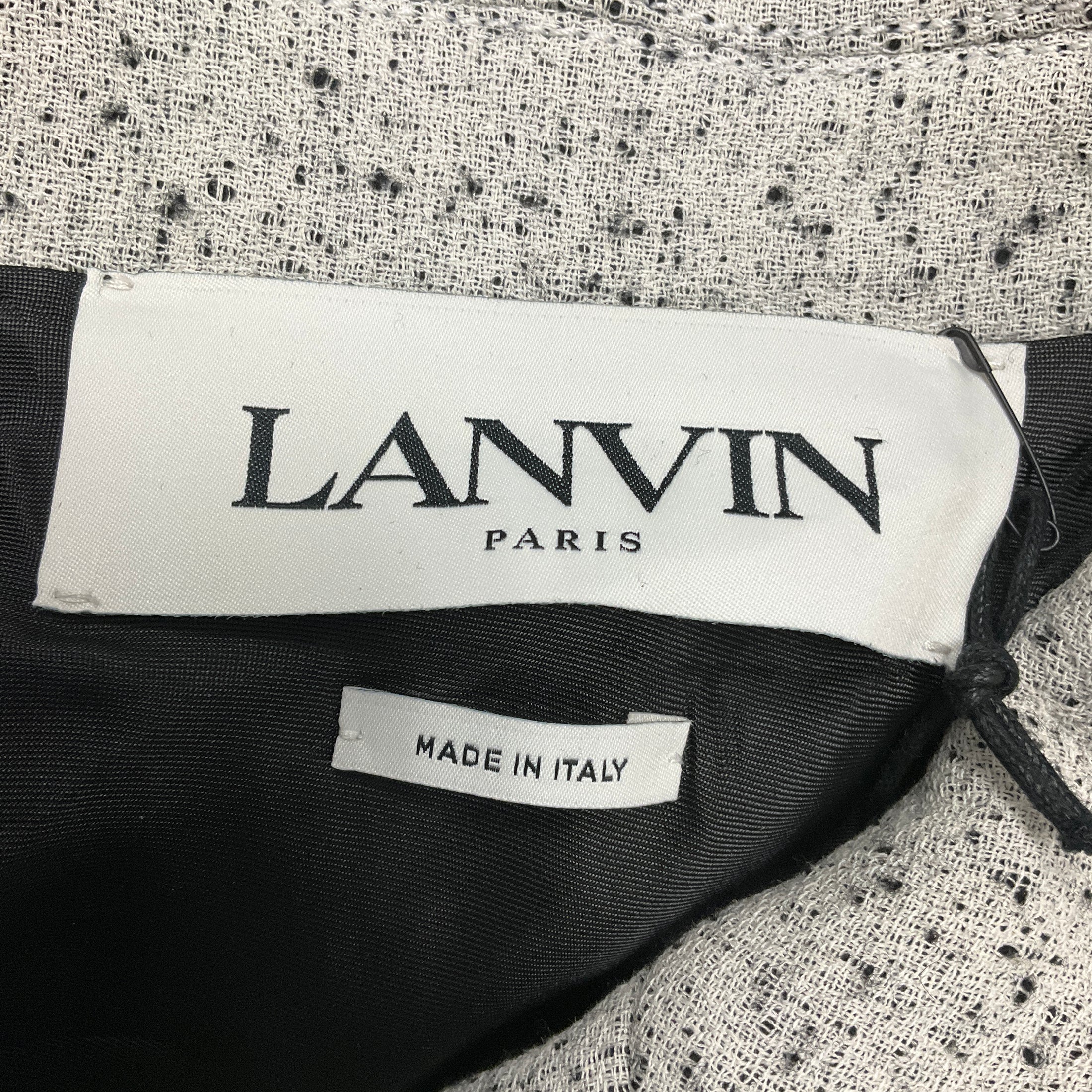Lanvin White / Black Mid Season Tweed Coat