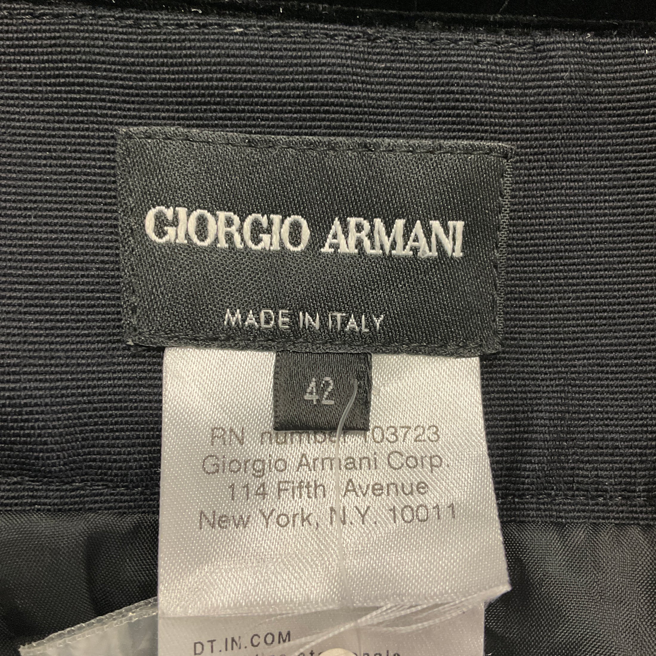 Giorgio Armani Black Crushed Velvet Pencil Skirt