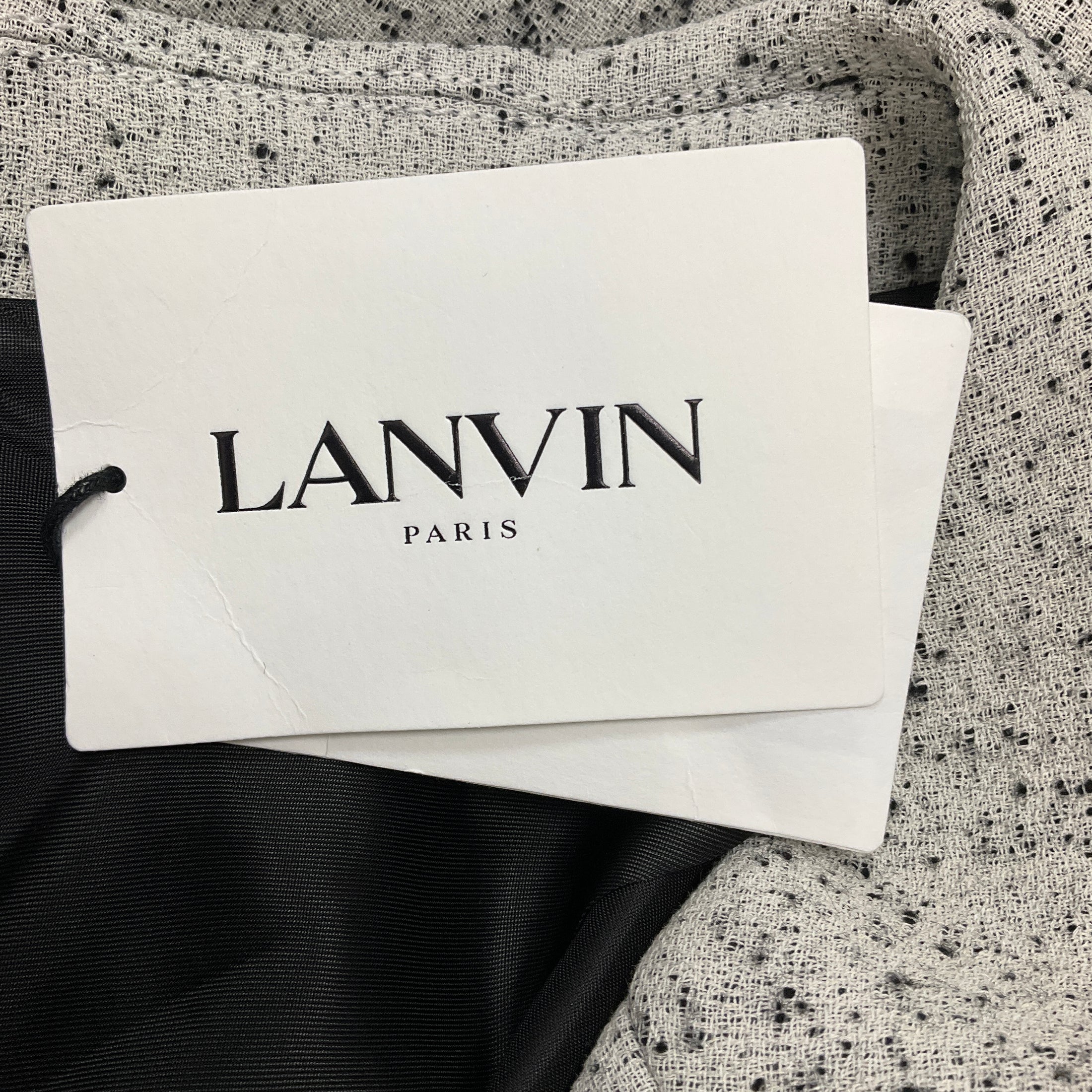 Lanvin White / Black Mid Season Tweed Coat