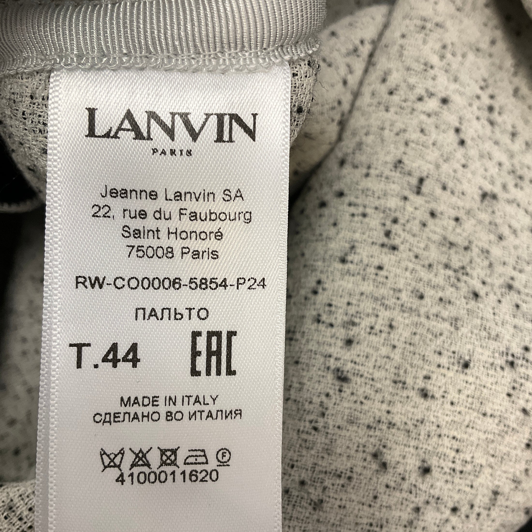 Lanvin White / Black Mid Season Tweed Coat