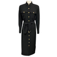 Load image into Gallery viewer, Veronica Beard Black Belted Jaden Shirtdress / Midi Dress with Gold Buttons
