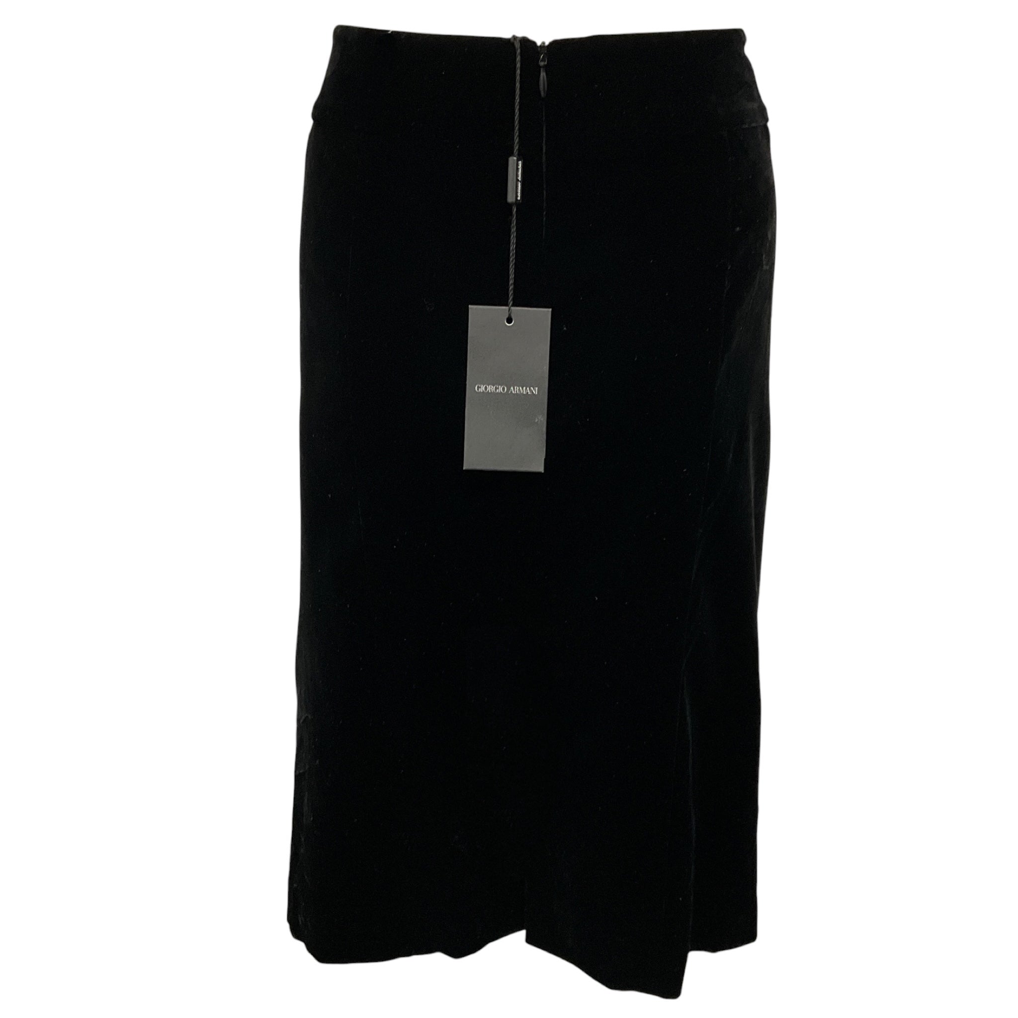Giorgio Armani Black Crushed Velvet Pencil Skirt