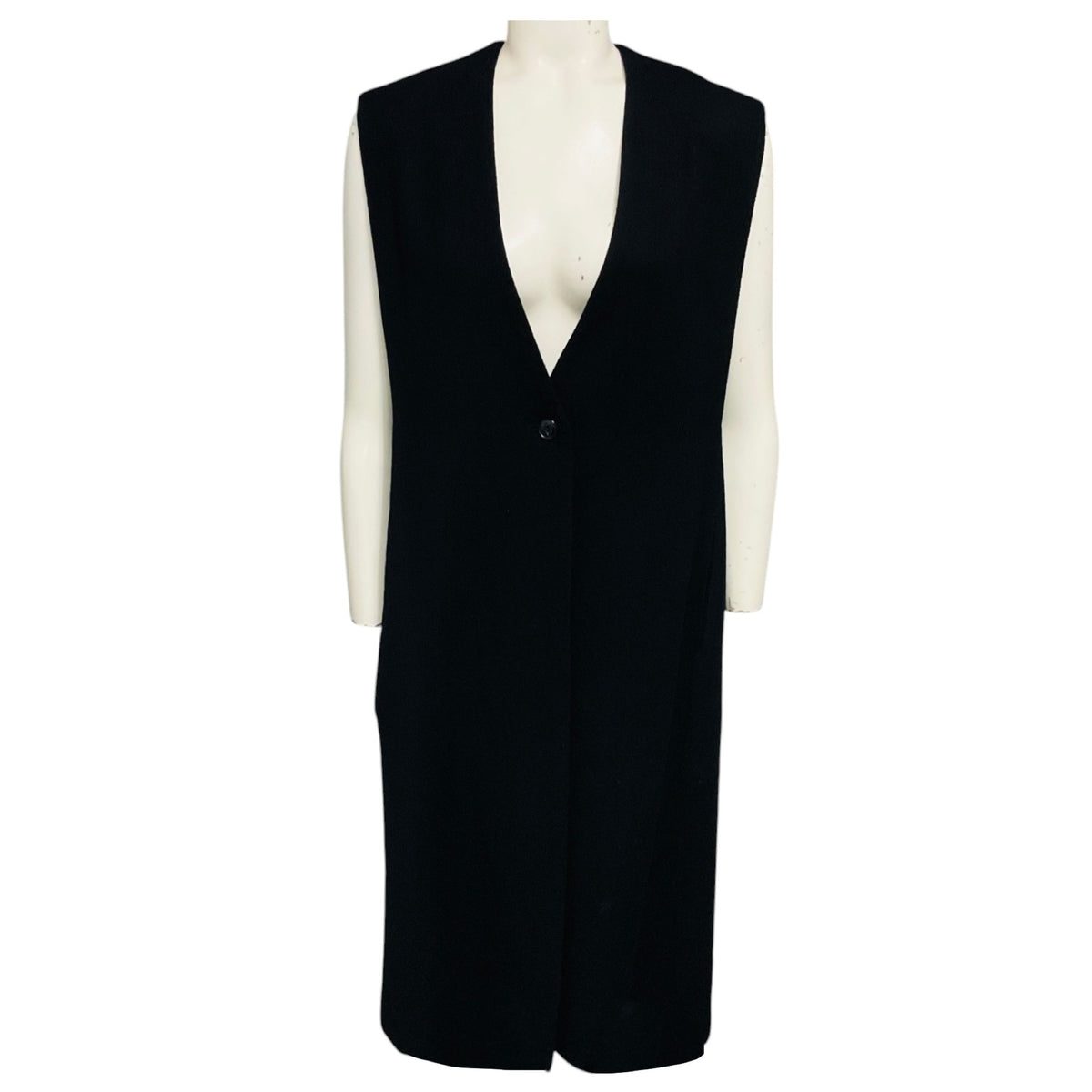 Arts & Science Black Button Front Long Wool Vest