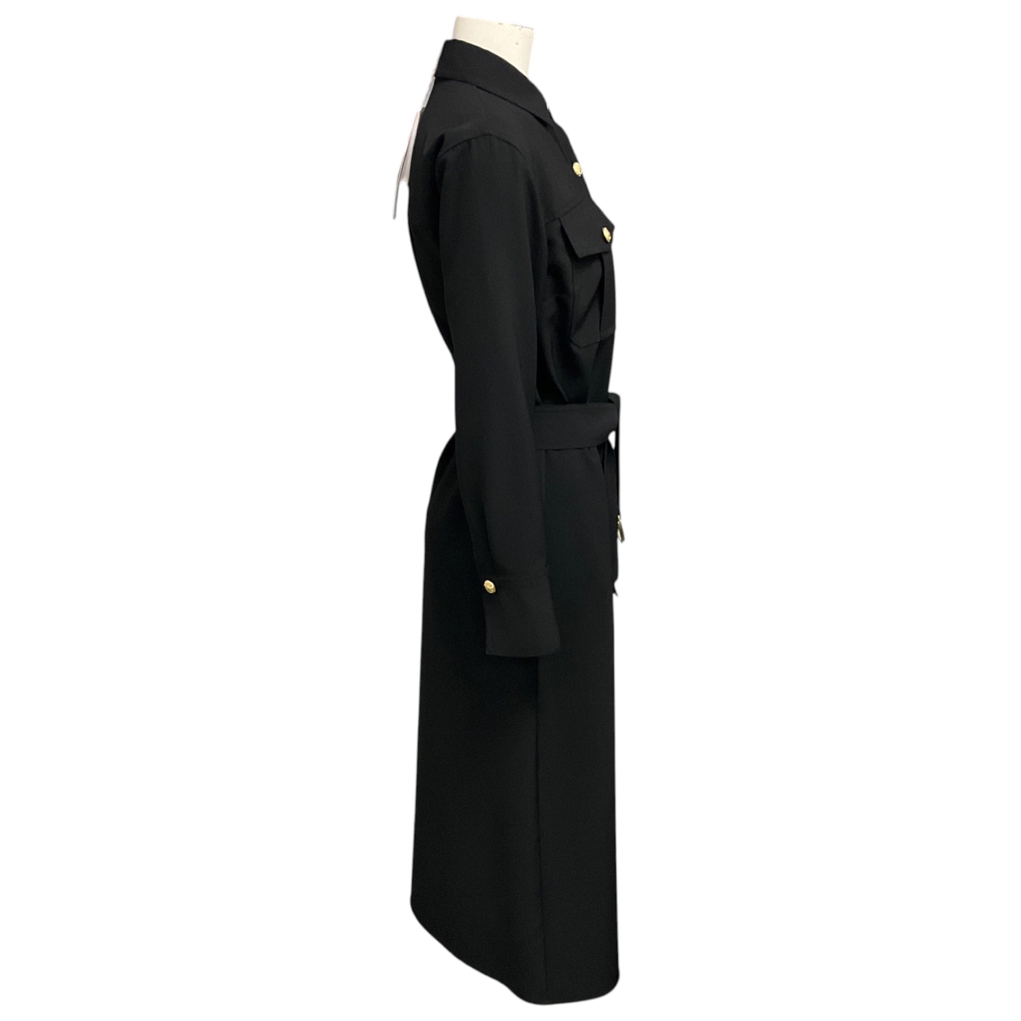 Veronica Beard Black Belted Jaden Shirtdress / Midi Dress with Gold Buttons