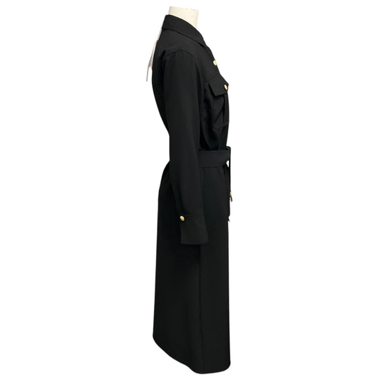 Veronica Beard Black Belted Jaden Shirtdress / Midi Dress with Gold Buttons