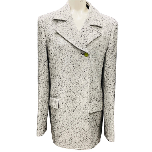 Lanvin White / Black Mid Season Tweed Coat