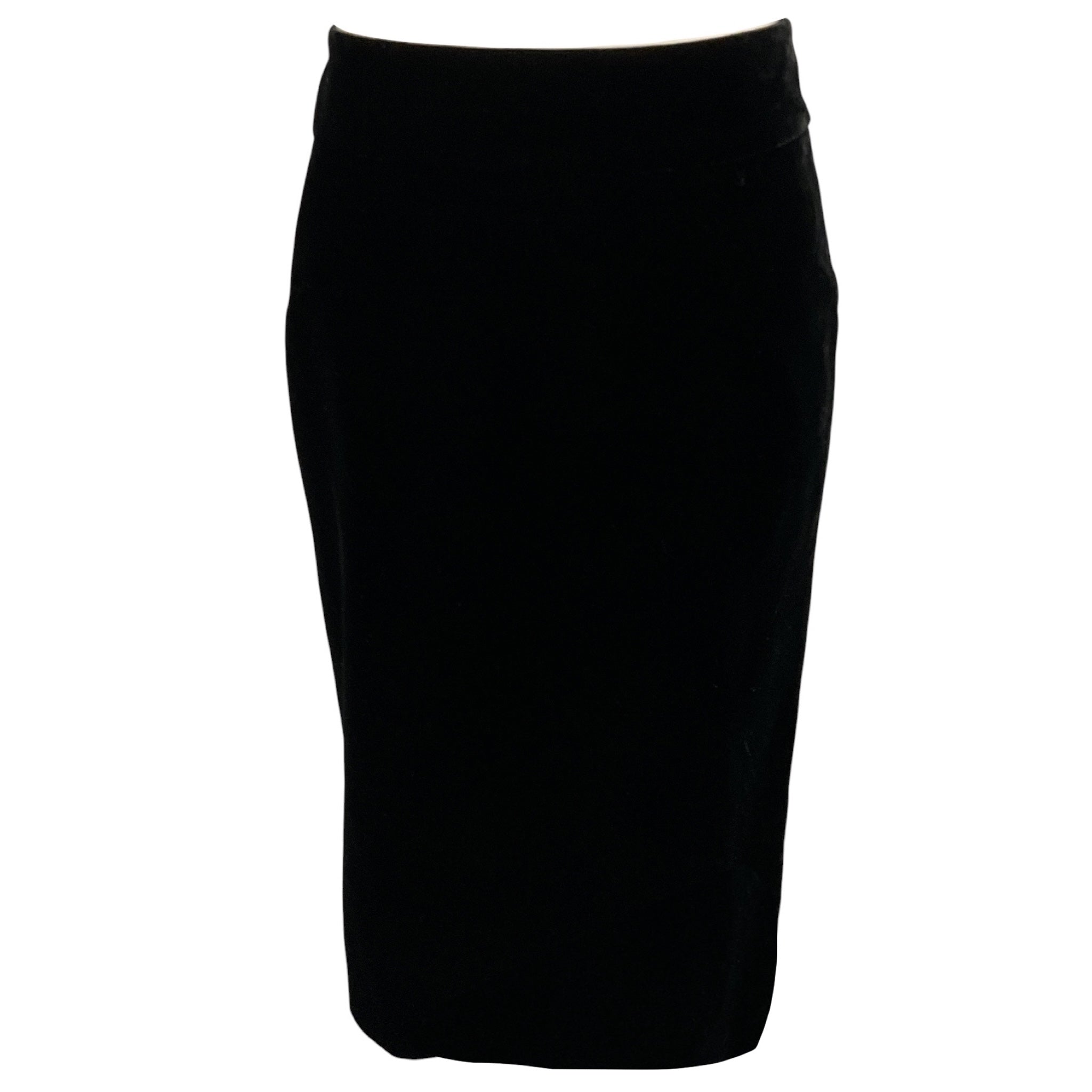 Giorgio Armani Black Crushed Velvet Pencil Skirt