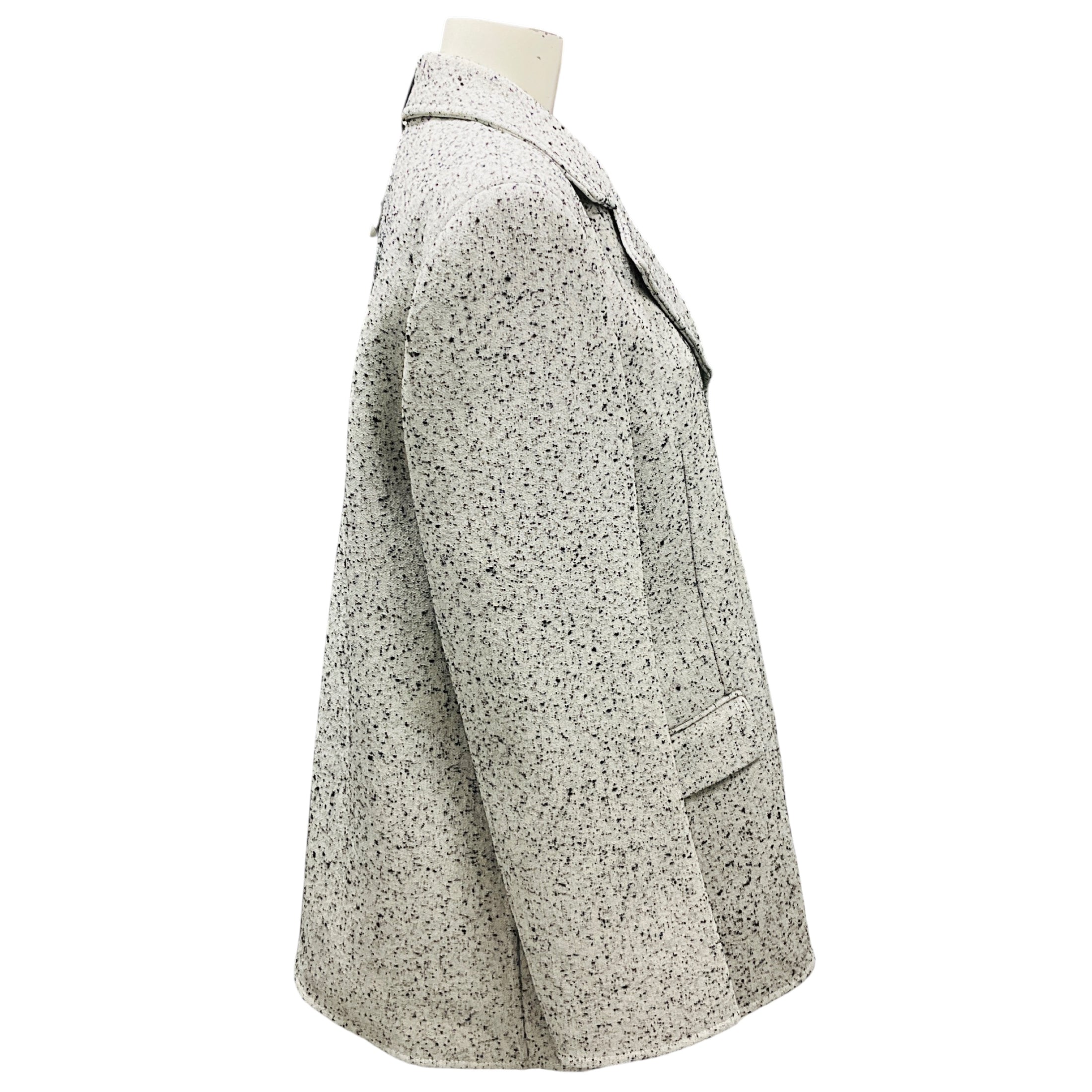 Lanvin White / Black Mid Season Tweed Coat