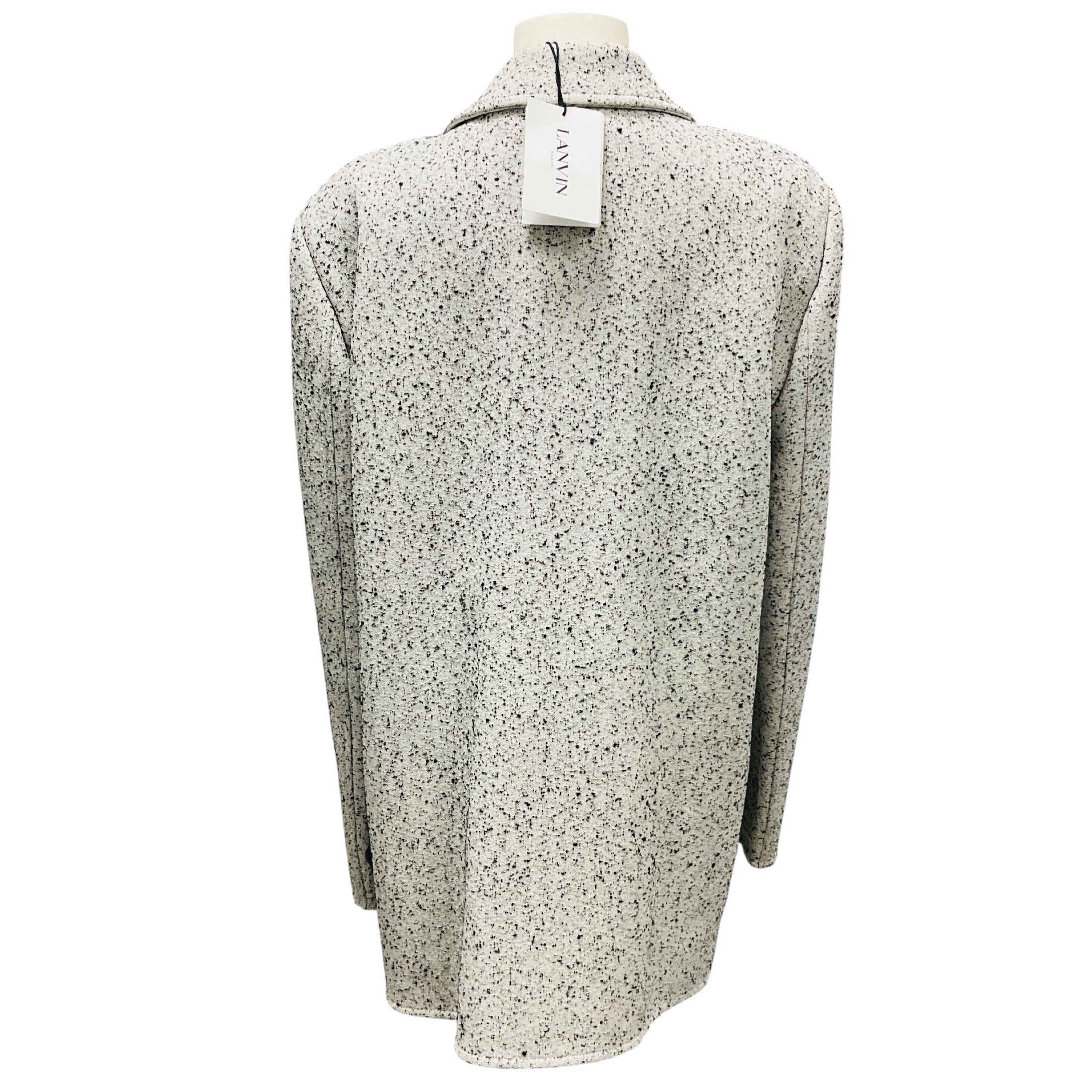 Lanvin White / Black Mid Season Tweed Coat
