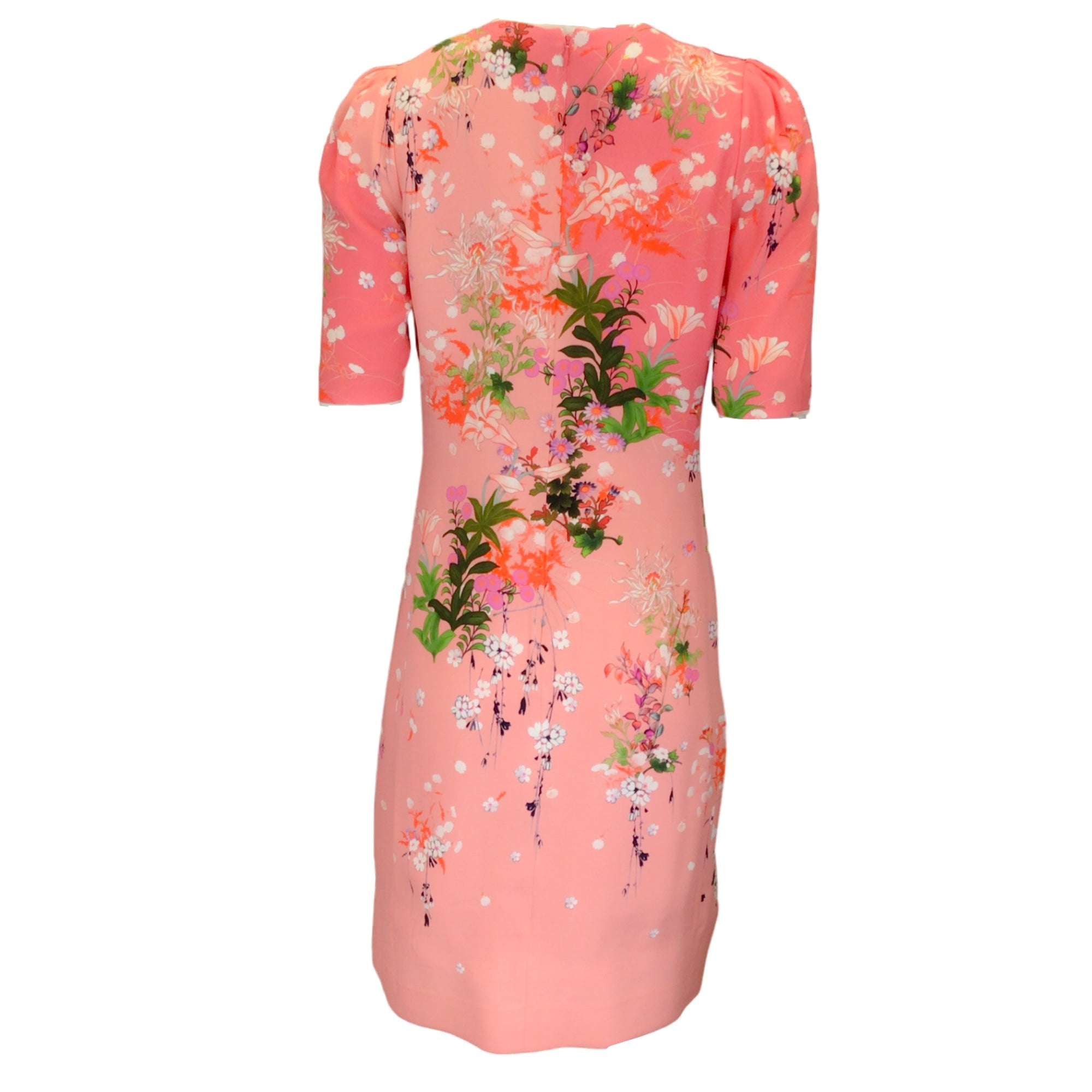 Givenchy Pink Multi Floral Sakura Print Crepe Dress