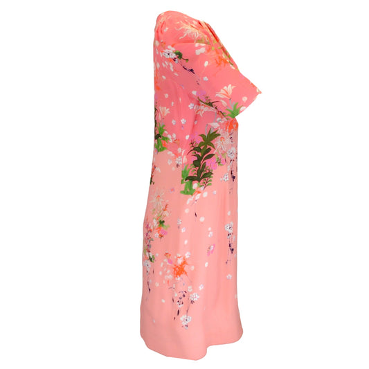 Givenchy Pink Multi Floral Sakura Print Crepe Dress
