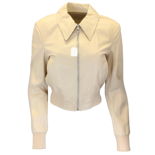 Drome Ivory Lambskin Leather Jacket