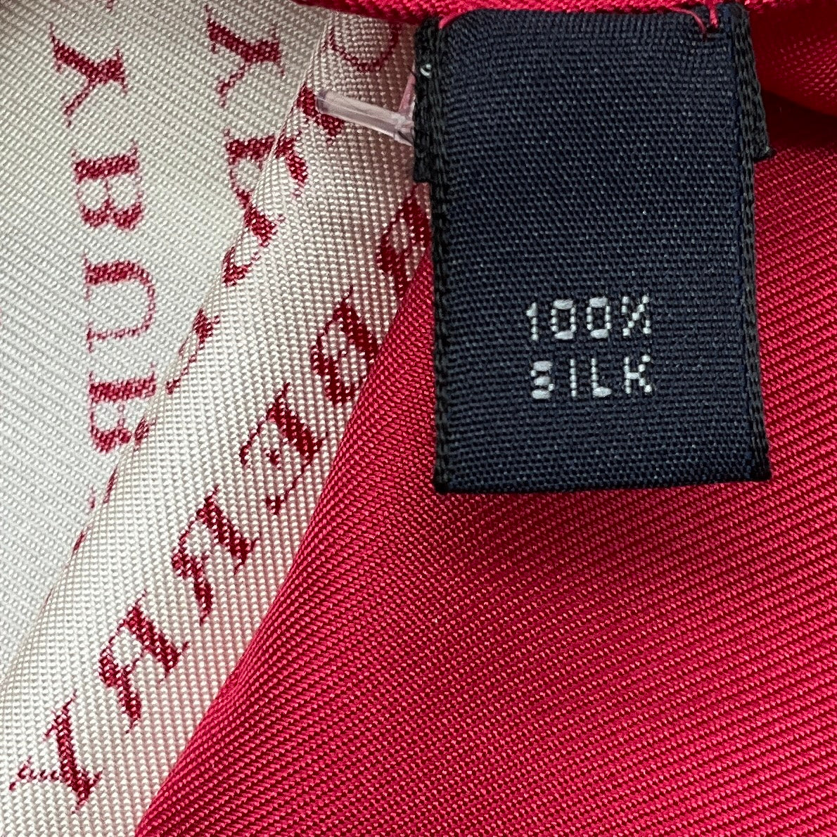 Burberry Red / Ivory Logo Print Square Silk Twill Scarf