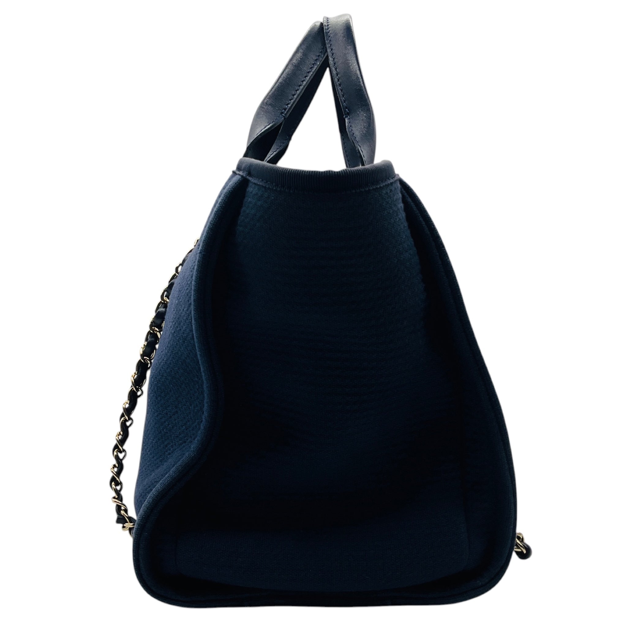 Chanel Navy Blue Canvas Medium Deauville Shopper Tote Handbag
