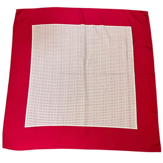 Burberry Red / Ivory Logo Print Square Silk Twill Scarf