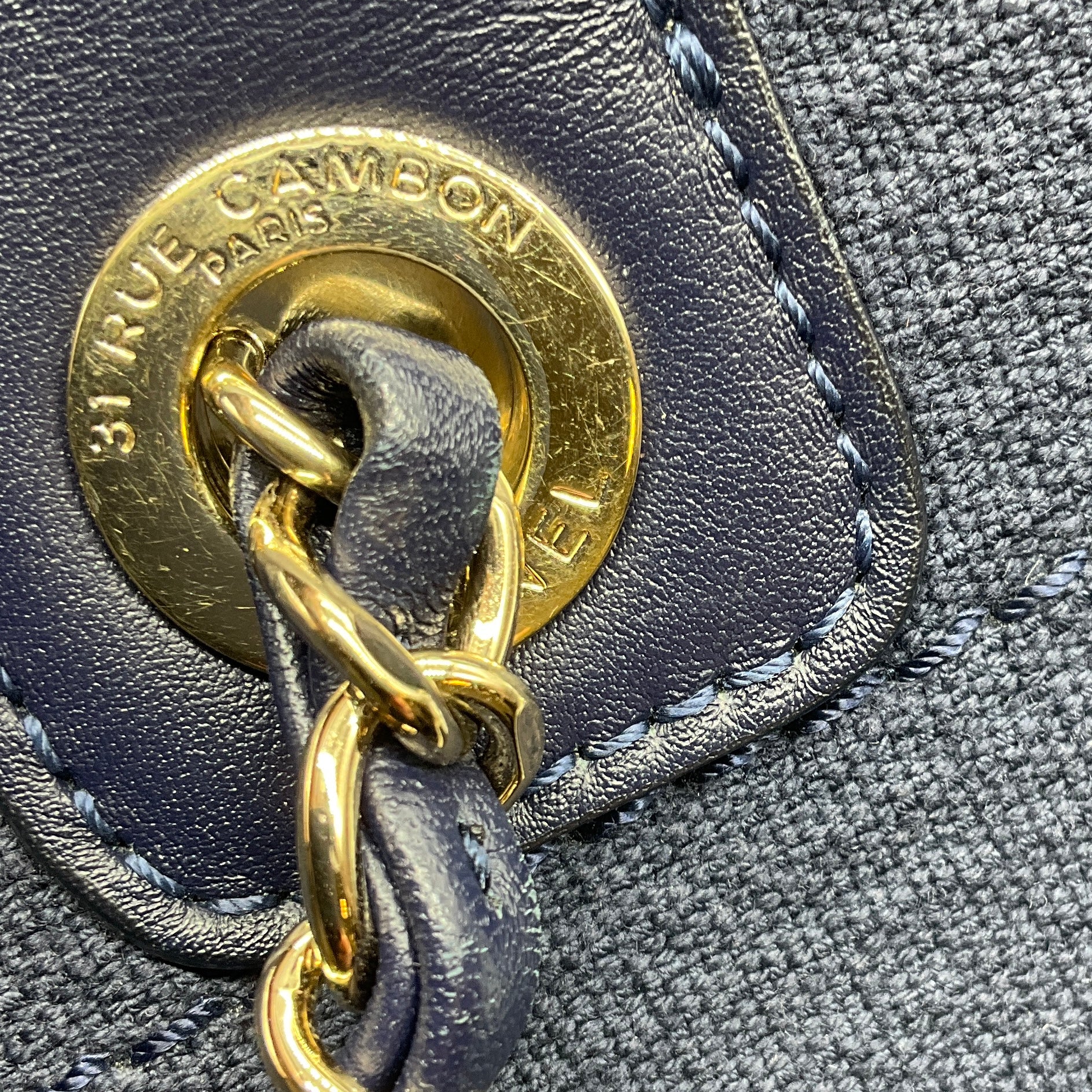 Chanel Navy Blue Canvas Medium Deauville Shopper Tote Handbag