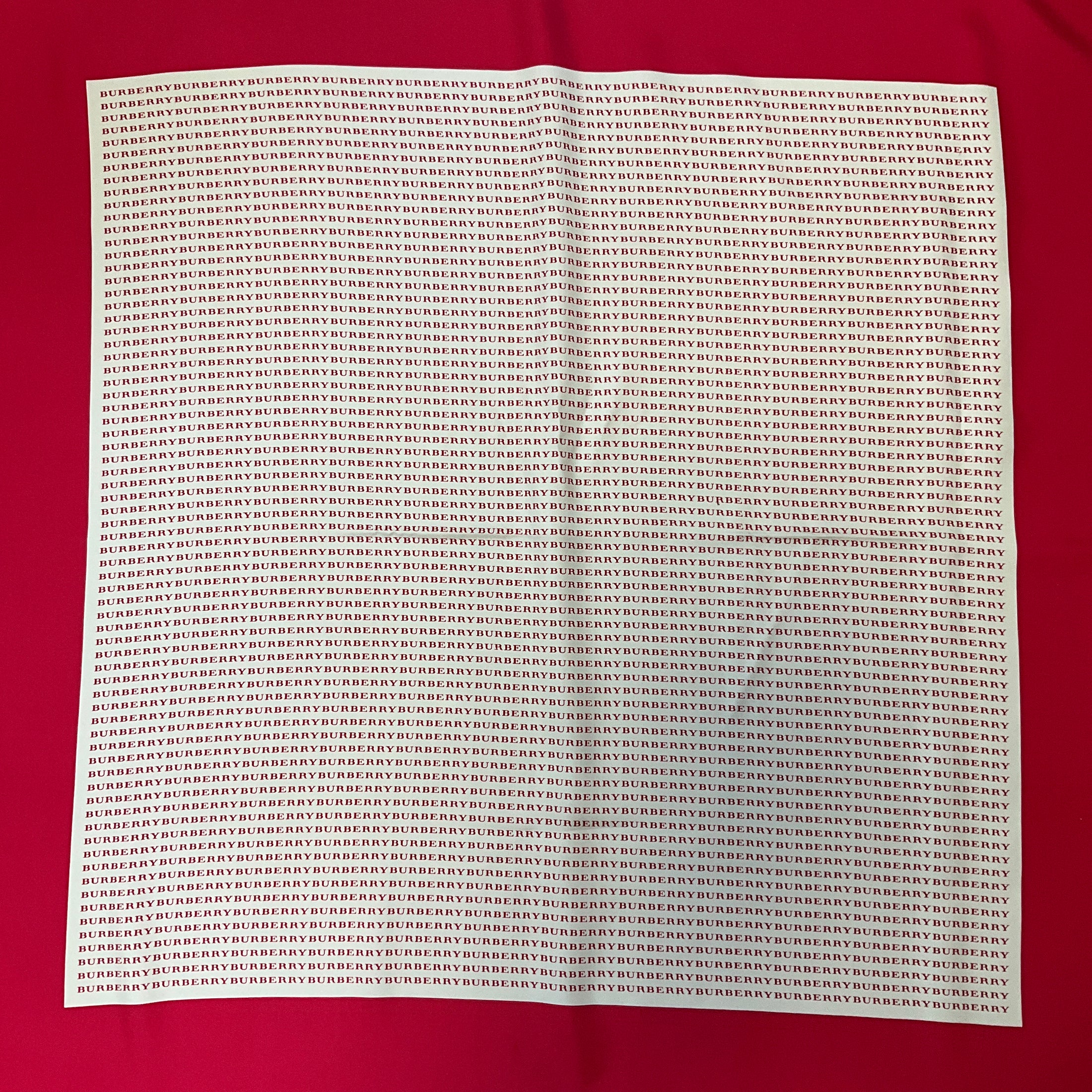 Burberry Red / Ivory Logo Print Square Silk Twill Scarf