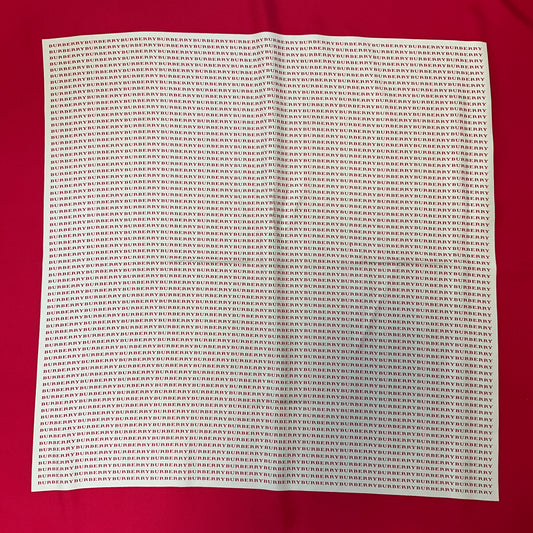 Burberry Red / Ivory Logo Print Square Silk Twill Scarf