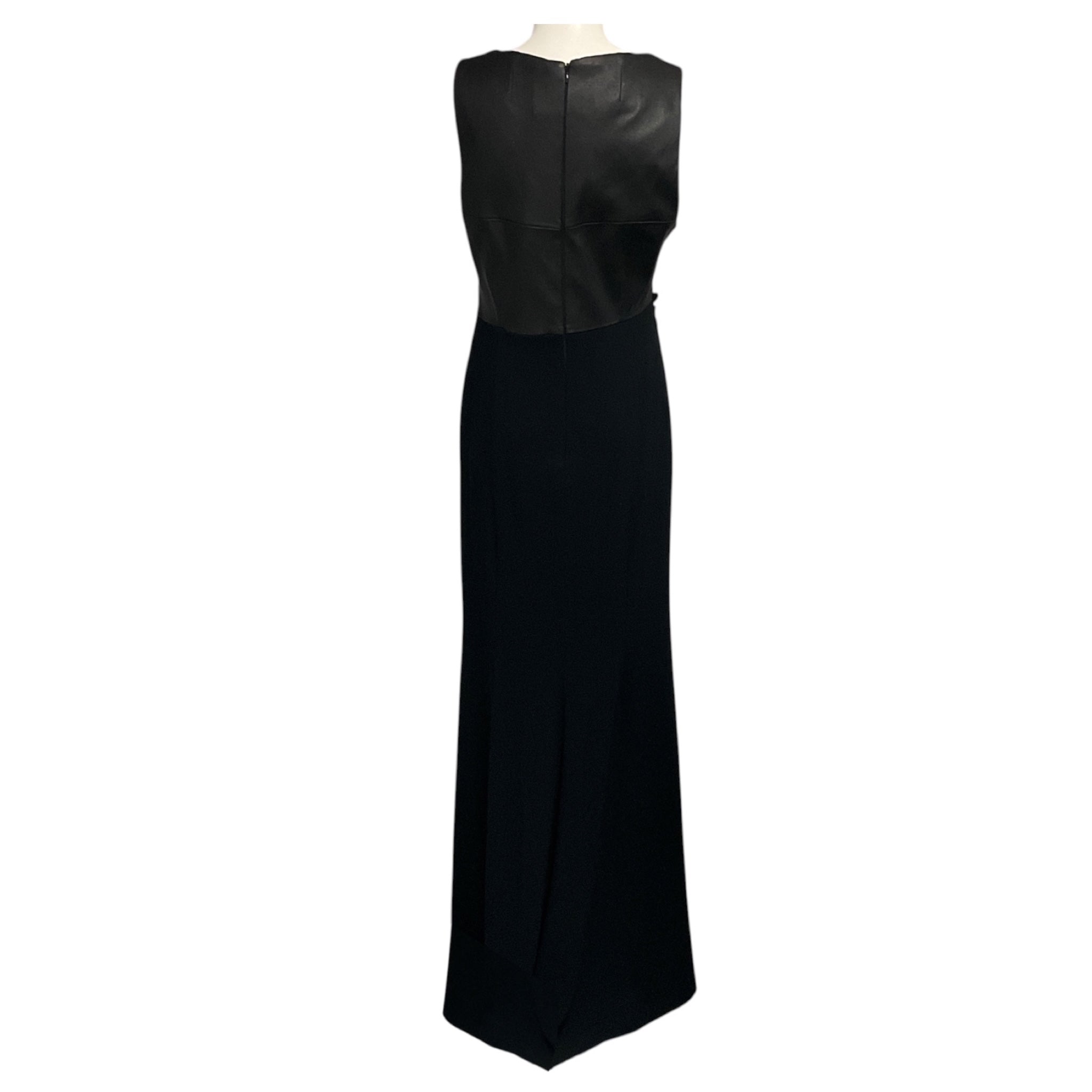 Talbot Runhof Black Sleeveless Leather and Crepe Gown / Maxi Dress