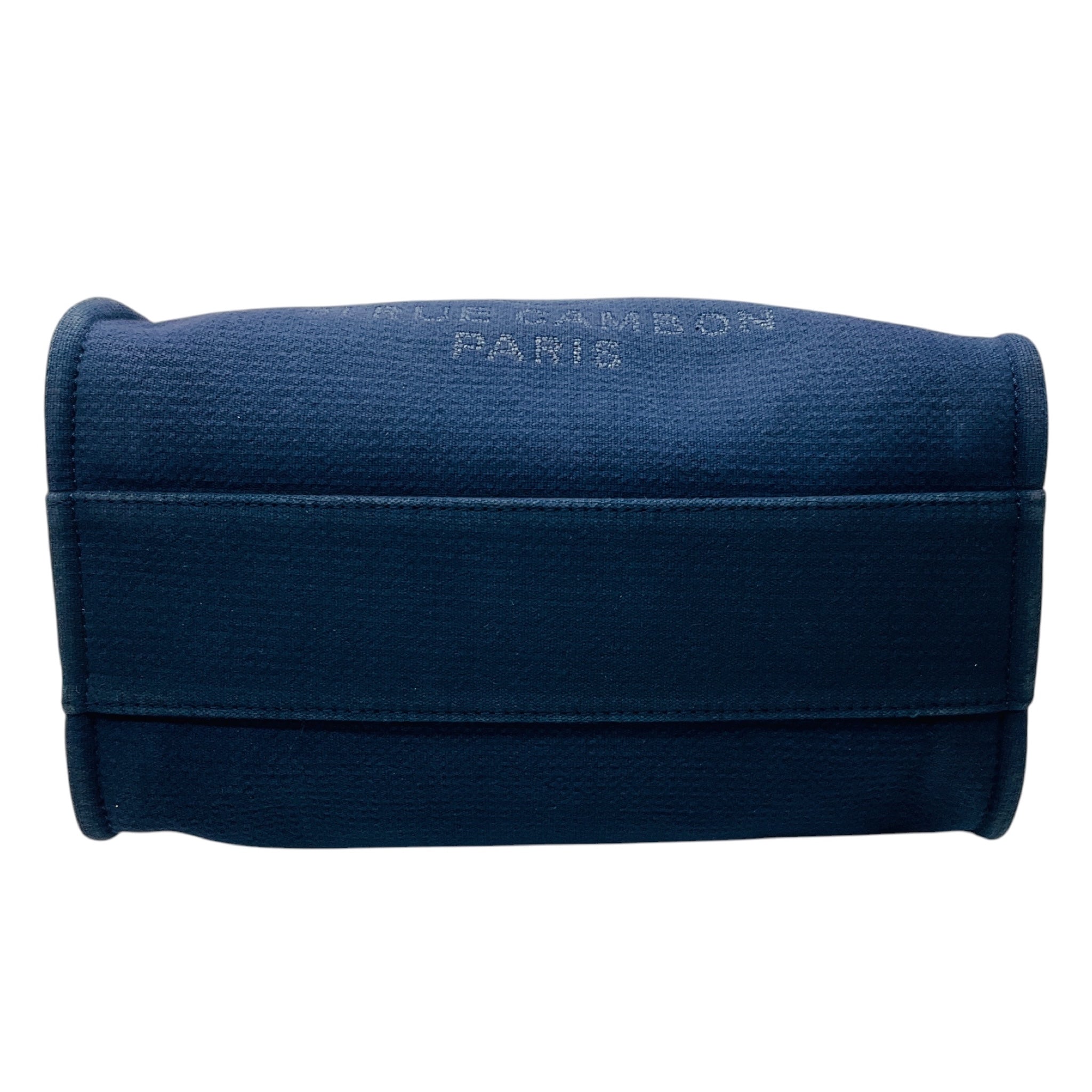 Chanel Navy Blue Canvas Medium Deauville Shopper Tote Handbag