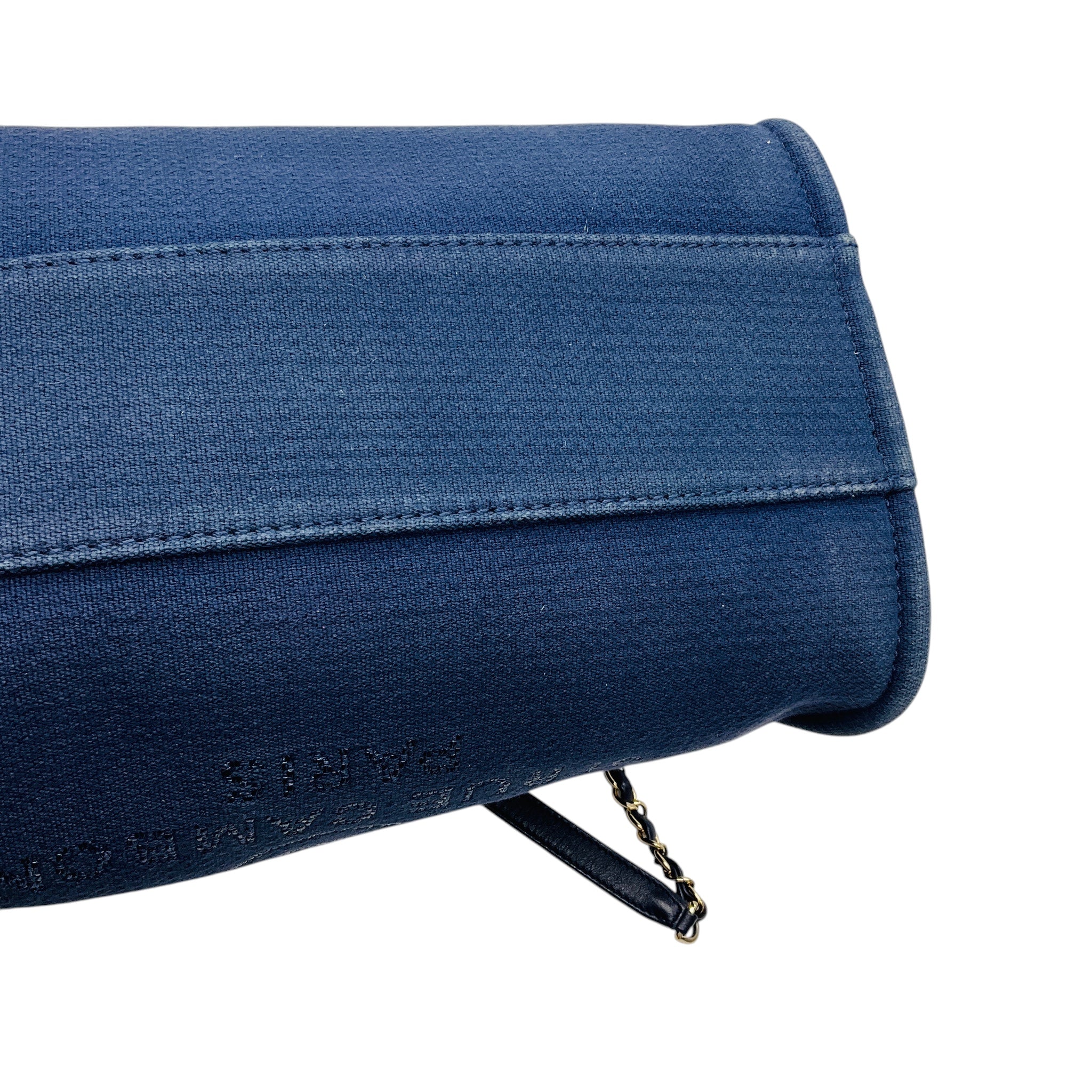 Chanel Navy Blue Canvas Medium Deauville Shopper Tote Handbag