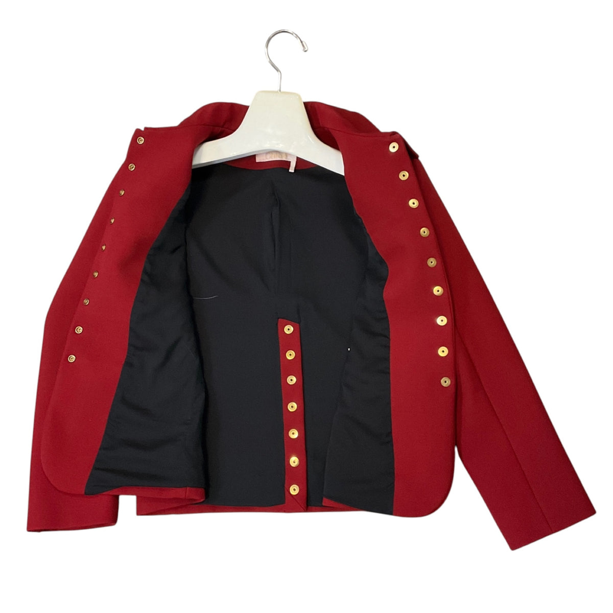 Chloe Past Red Wool Jacket with Gold Snap Buttons
