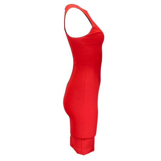 Veronica Beard Red Full Back Zip Sleeveless Fitted Knit Dress