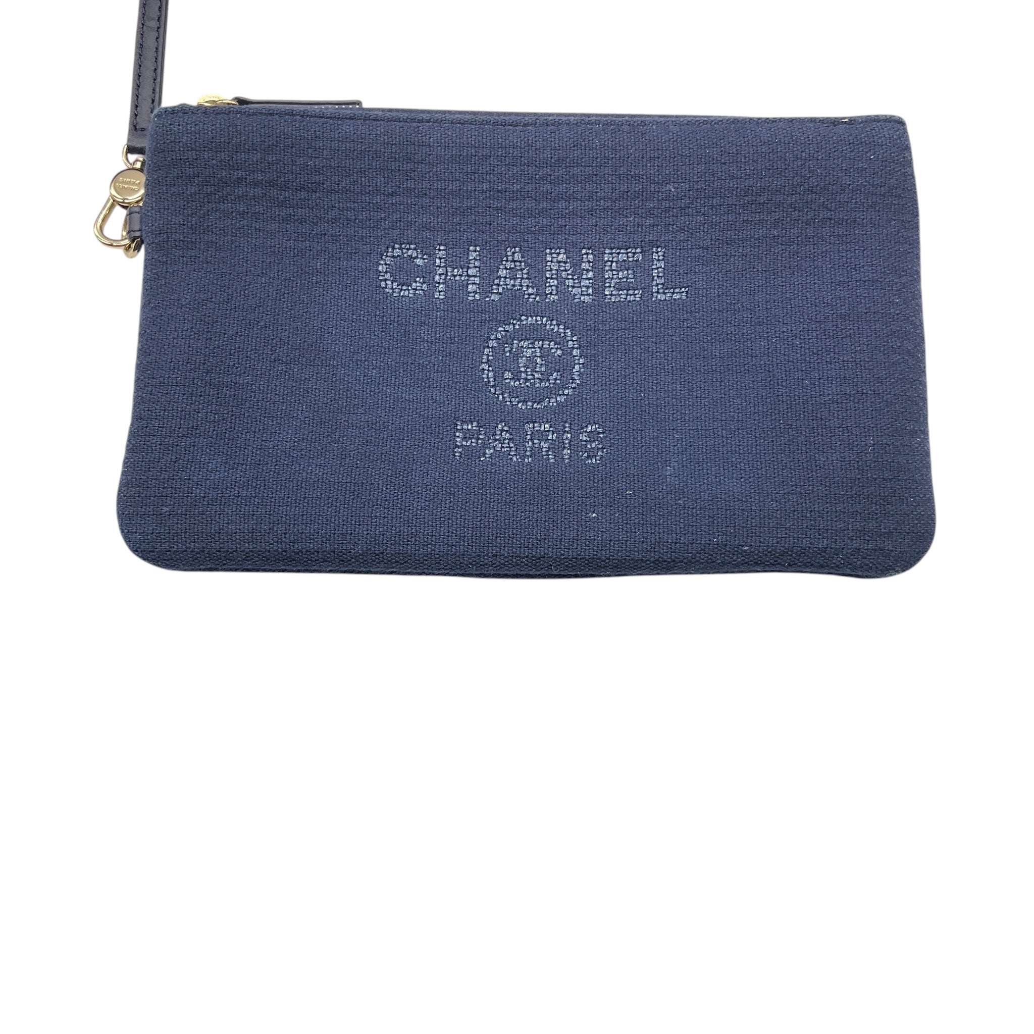 Chanel Navy Blue Canvas Medium Deauville Shopper Tote Handbag