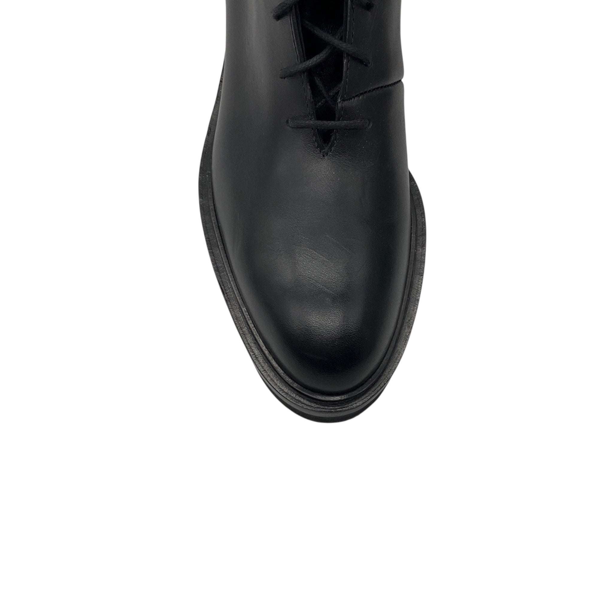 Khaite Black Conley Lace Up Leather Combat Boots