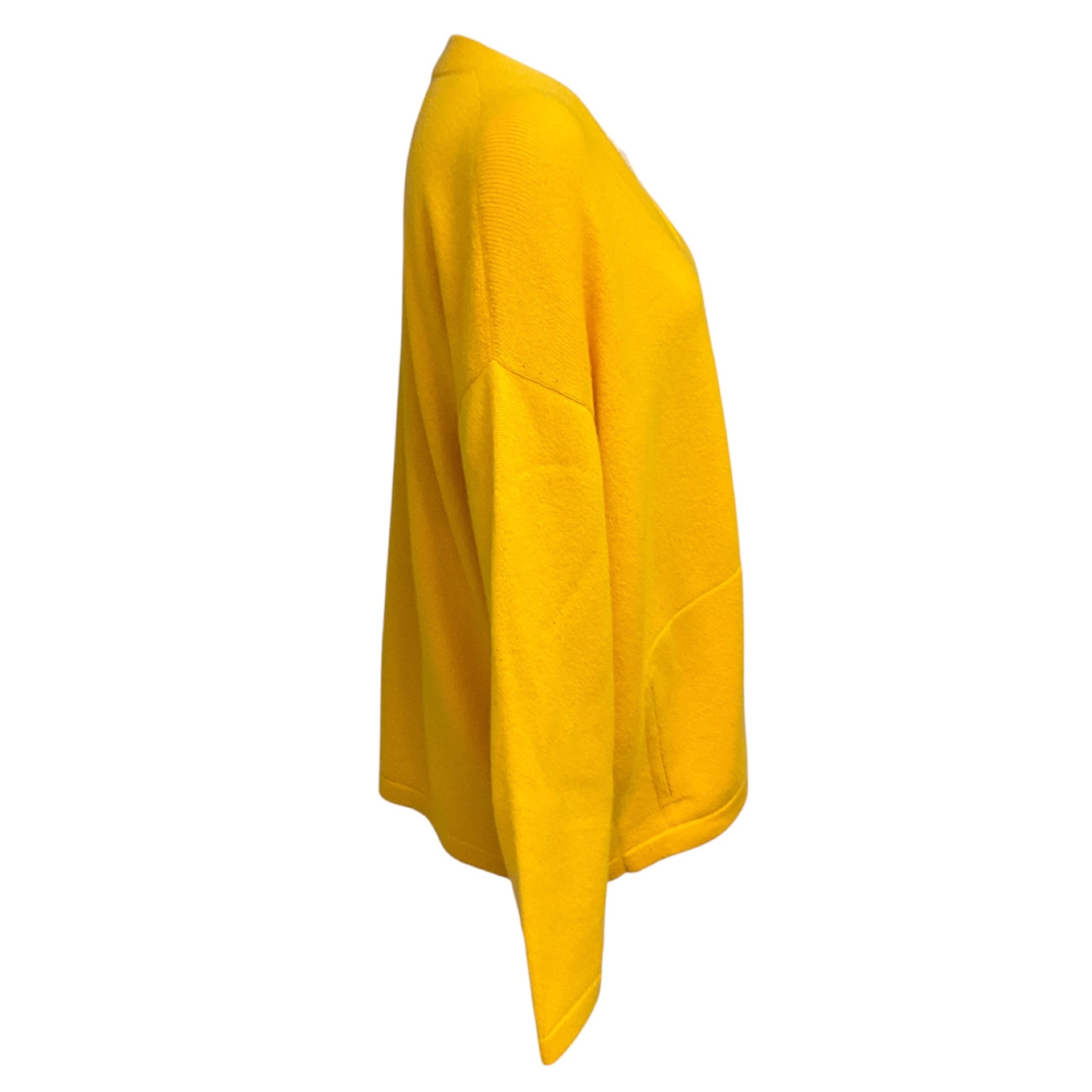 Akris Mustard Yellow Zip Front Cashmere Knit Sweater
