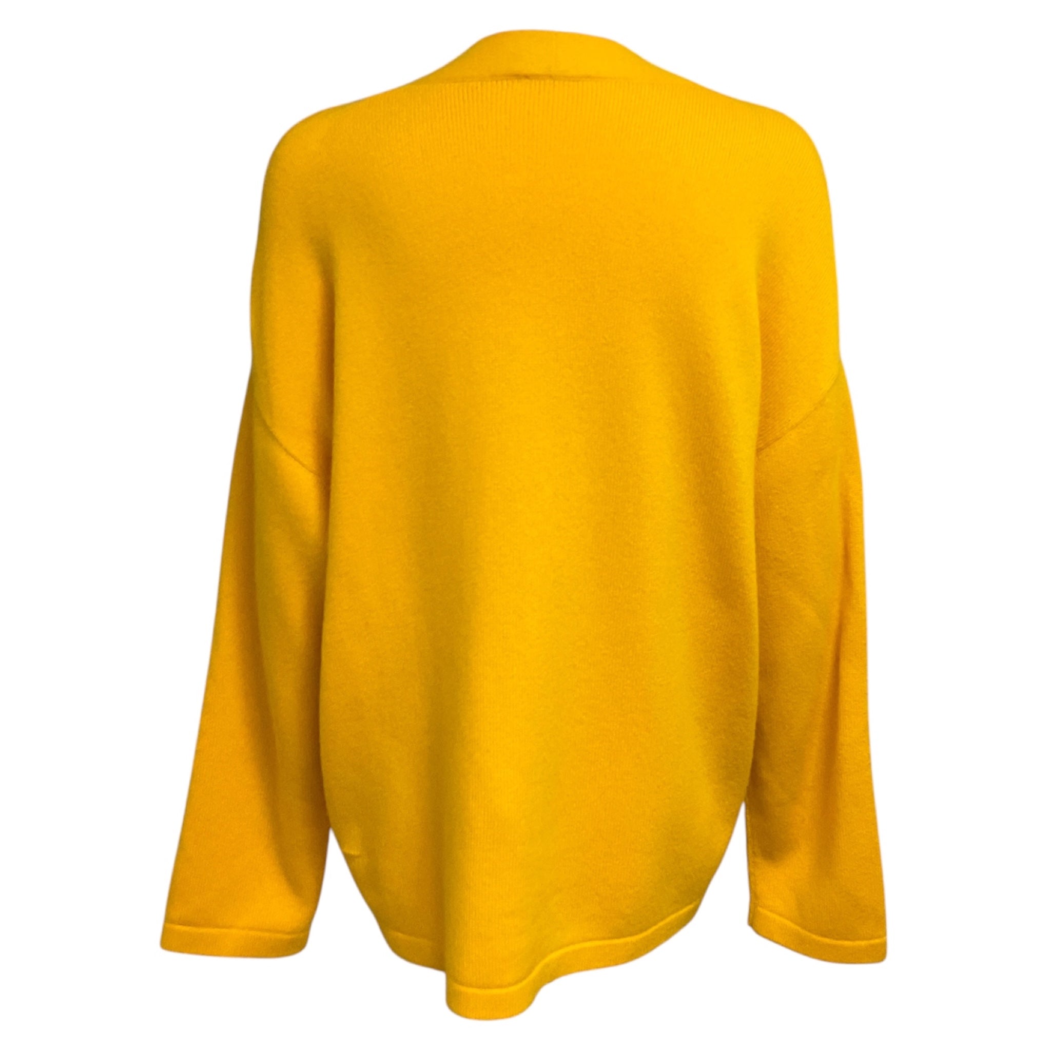 Akris Mustard Yellow Zip Front Cashmere Knit Sweater