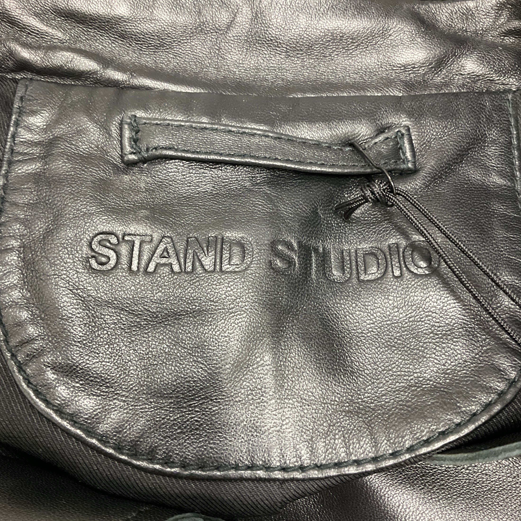 Stand Studio Black Lamb Leather and Suede Panelled Blossom Trenchcoat