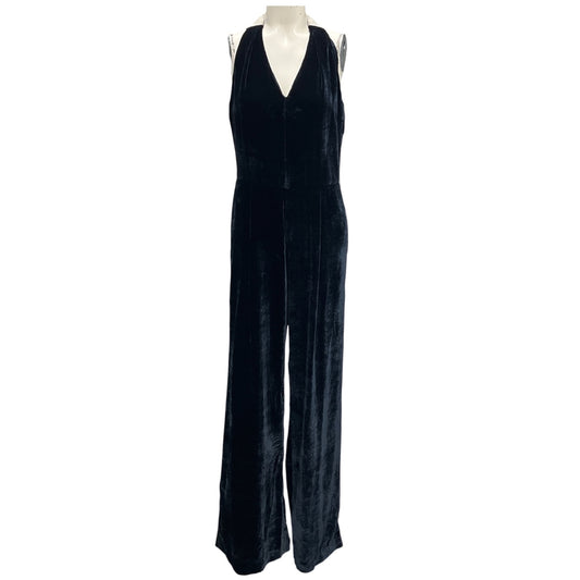 Peserico Navy Monili Bead Embellished Velvet Jumpsuit