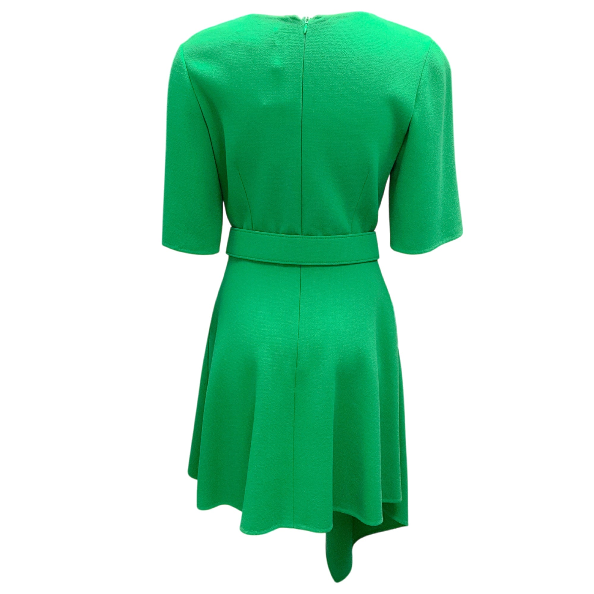 Oscar de la Renta Green Pre-Fall 2023 Asymmetric-Hem Belted Dress