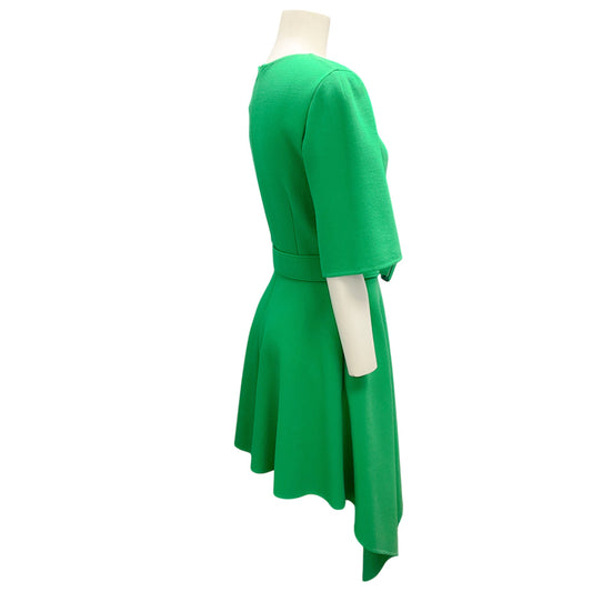 Oscar de la Renta Green Pre-Fall 2023 Asymmetric-Hem Belted Dress